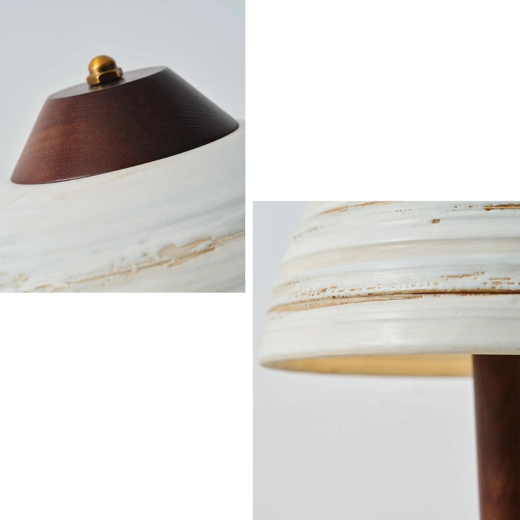 Lampe Japonaise en Bois Massif et Céramique