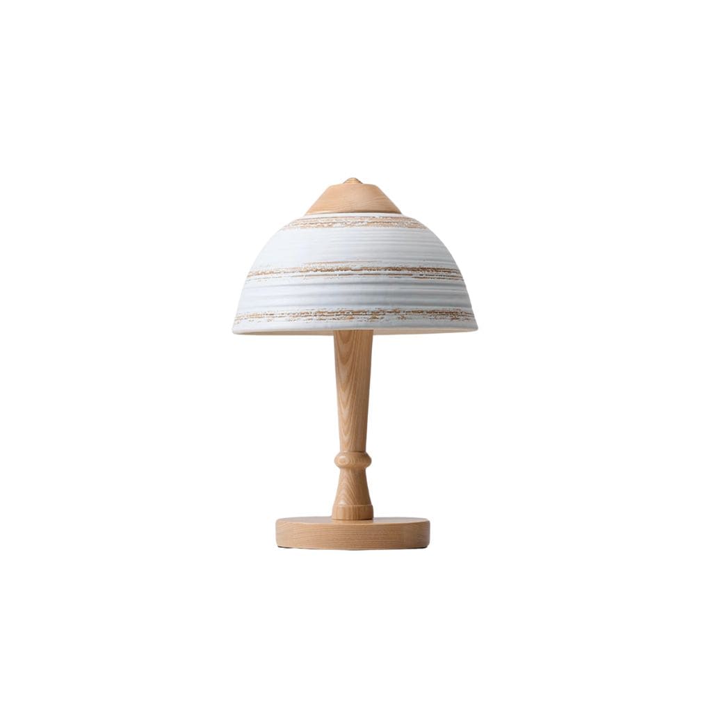 Lampe Japonaise en Bois Massif et Céramique