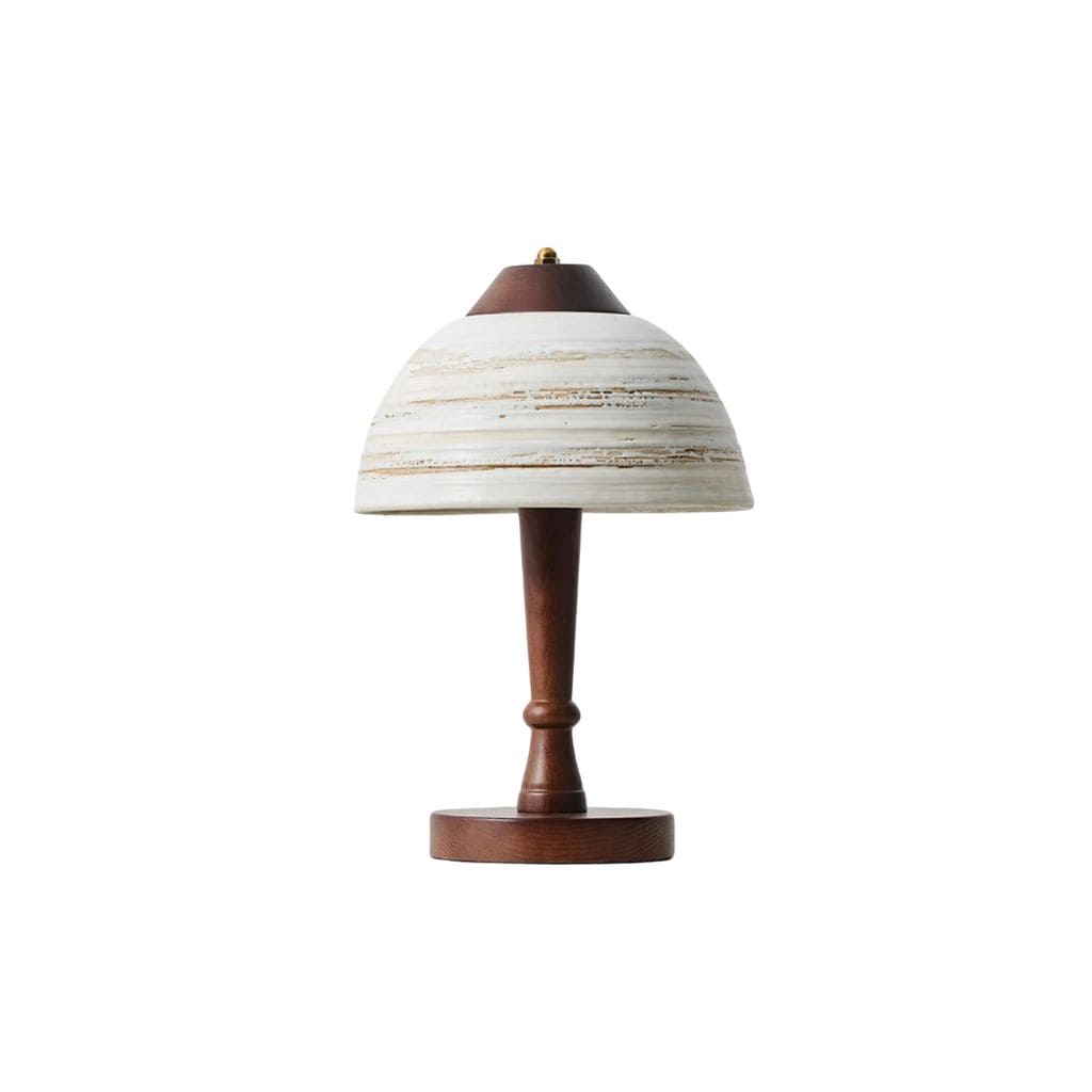 Lampe Japonaise en Bois Massif et Céramique