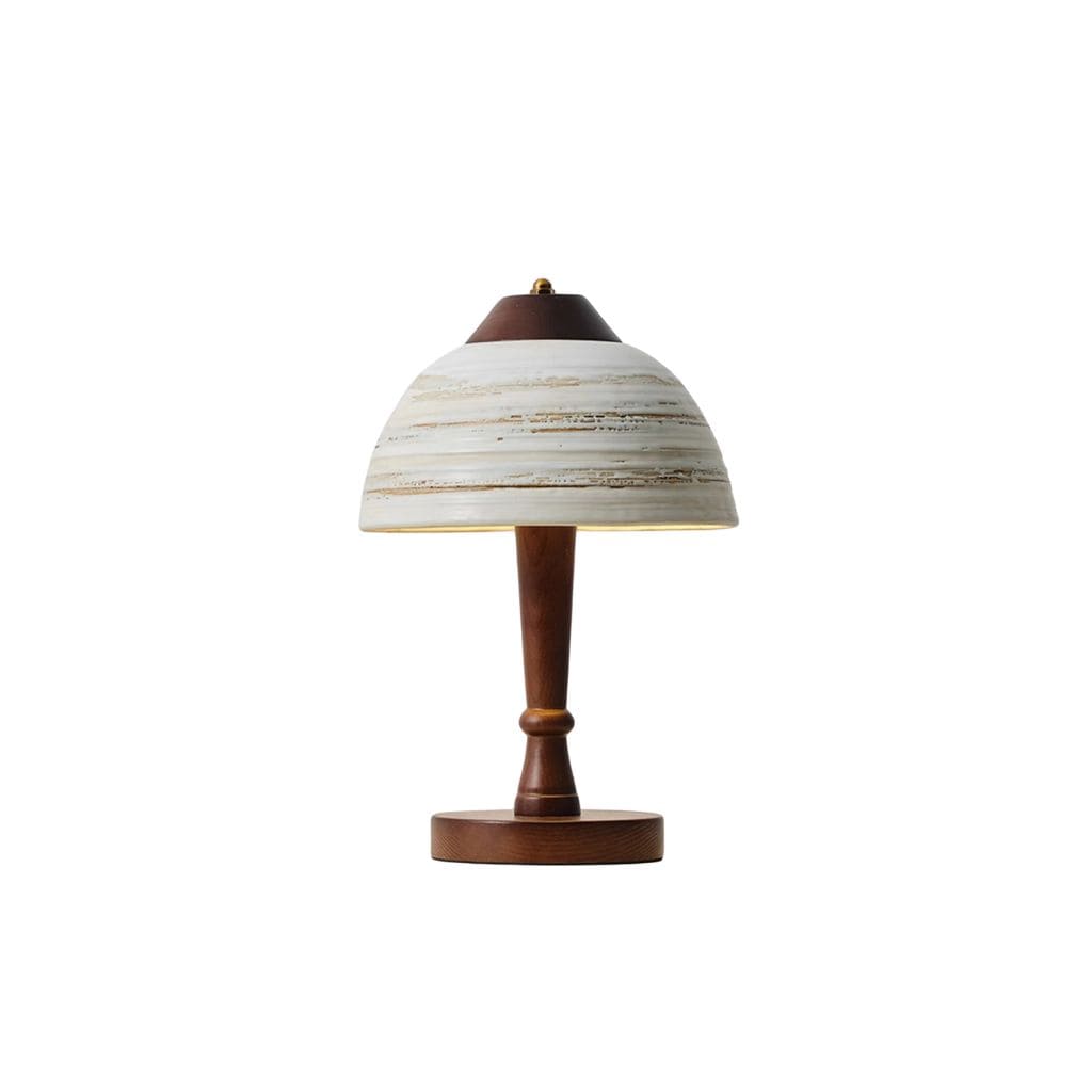 Lampe Japonaise en Bois Massif et Céramique