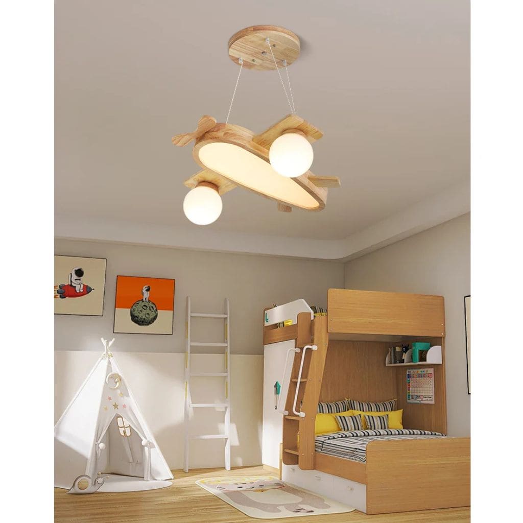 Lampe Suspendue Avion en Bois