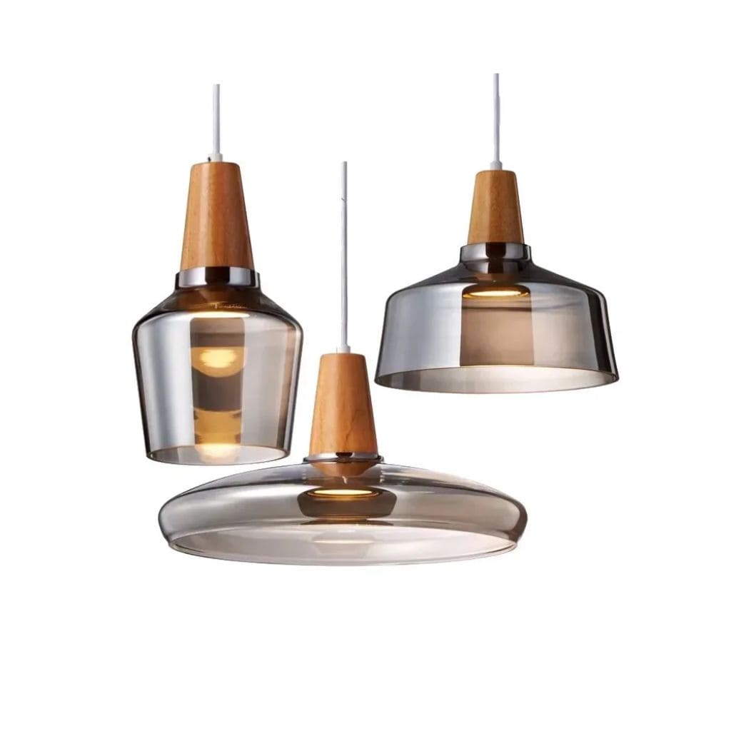 Lampe Suspendue Scandinave en Verre et Bois