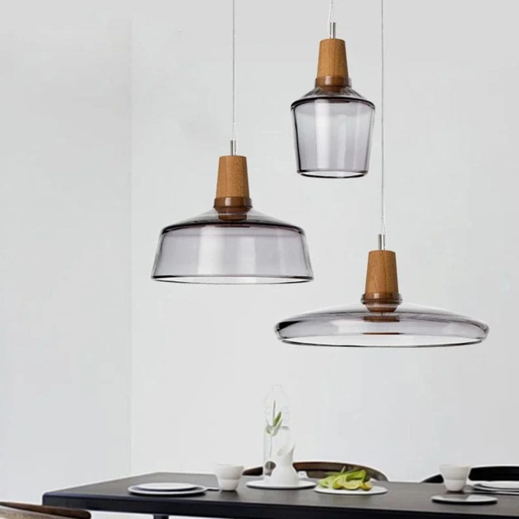 Lampe Suspendue Scandinave en Verre et Bois