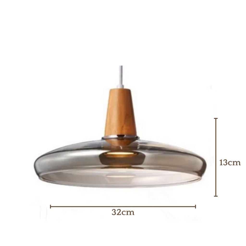 Lampe Suspendue Scandinave en Verre et Bois