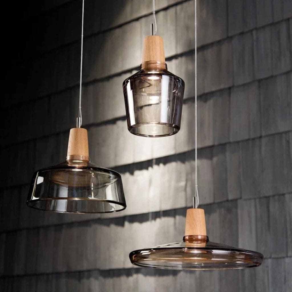 Lampe Suspendue Scandinave en Verre et Bois