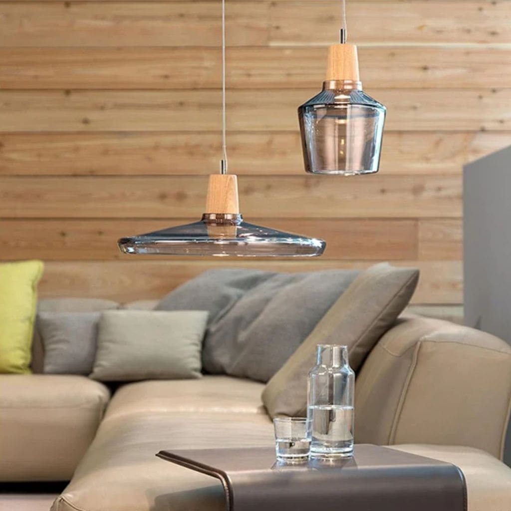 Lampe Suspendue Scandinave en Verre et Bois