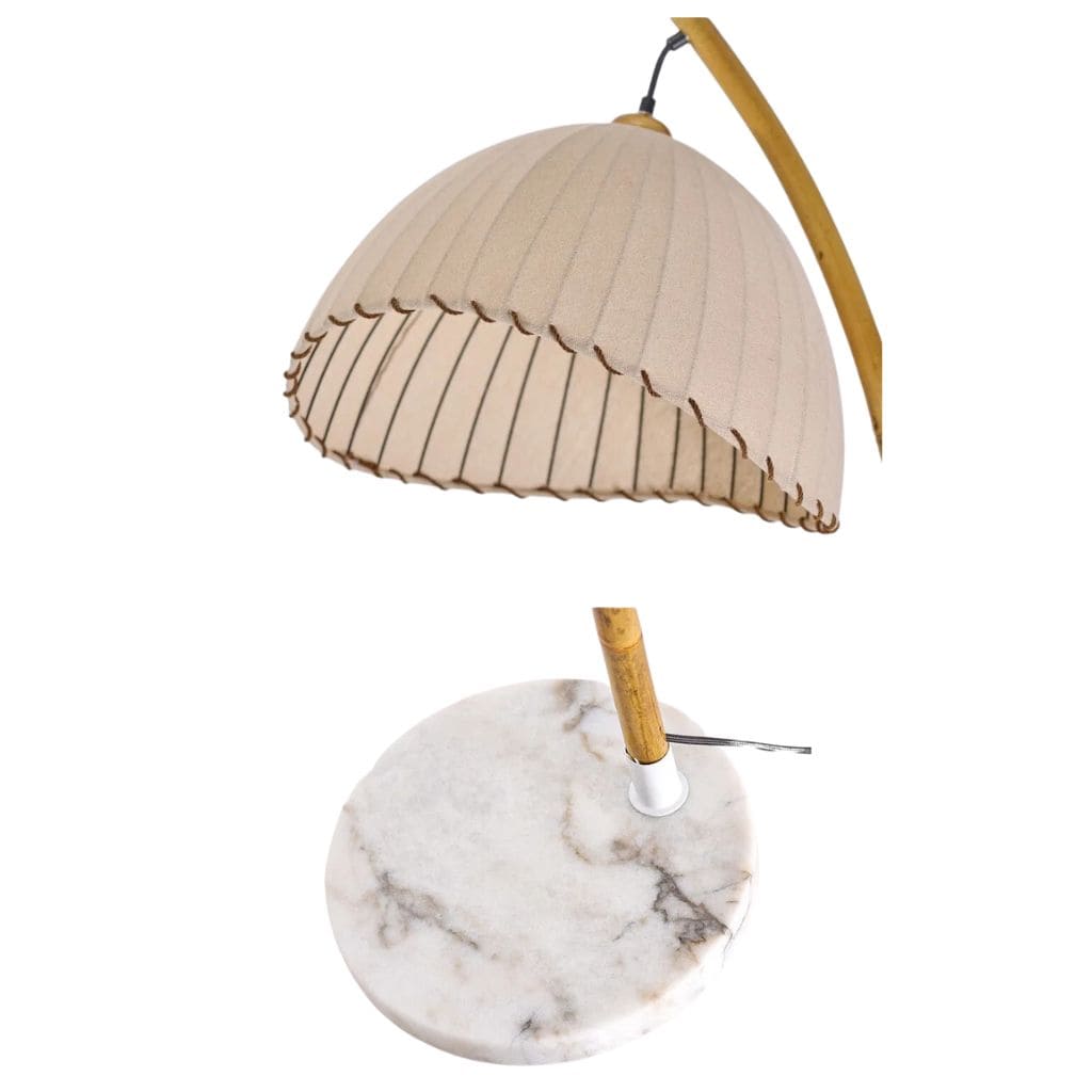 Lampe de Sol en Bambou avec Abat-Jours en Toile