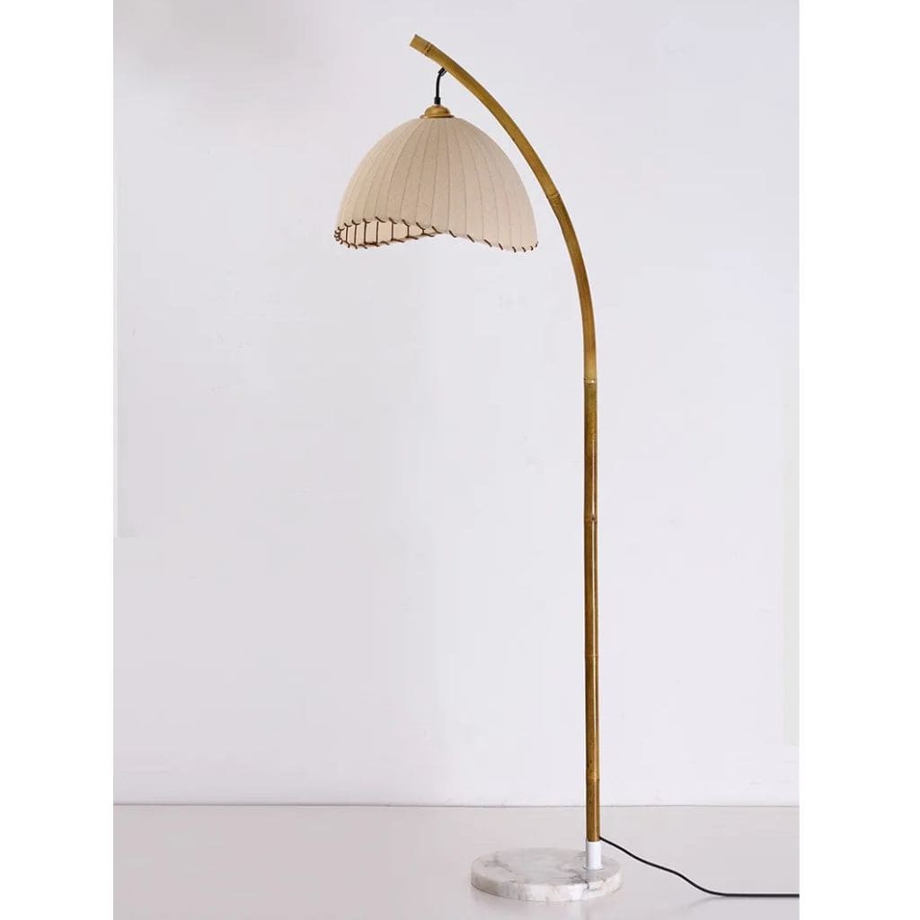 Lampe de Sol en Bambou avec Abat-Jours en Toile