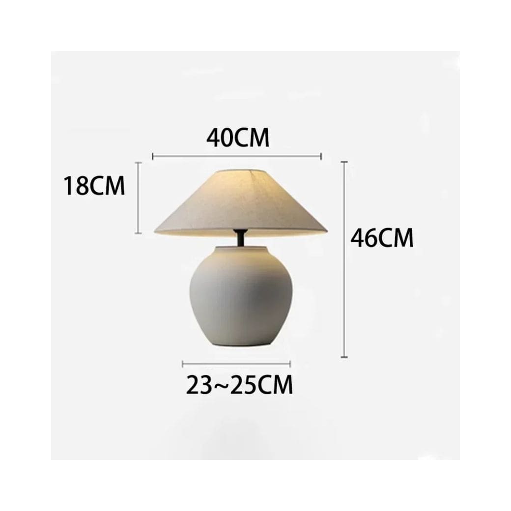 Lampe de Table en Céramique Nordique avec Abat-jour en Tissu