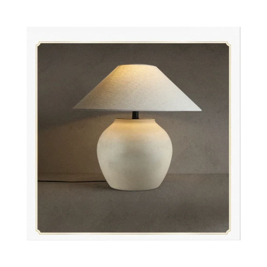 Lampe de Table en Céramique Nordique avec Abat-jour en Tissu