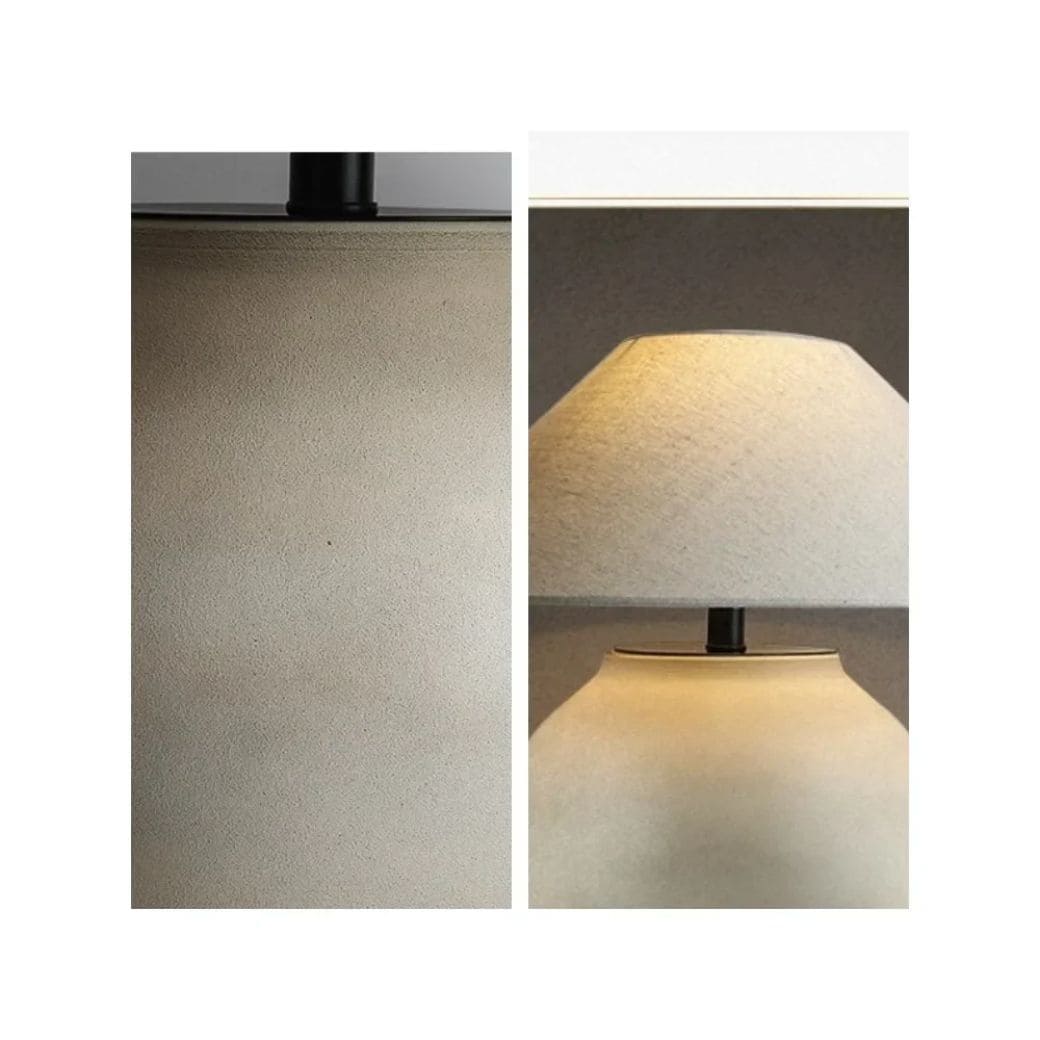 Lampe de Table en Céramique Nordique avec Abat-jour en Tissu