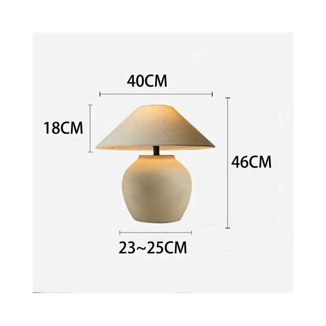 Lampe de Table en Céramique Nordique avec Abat-jour en Tissu