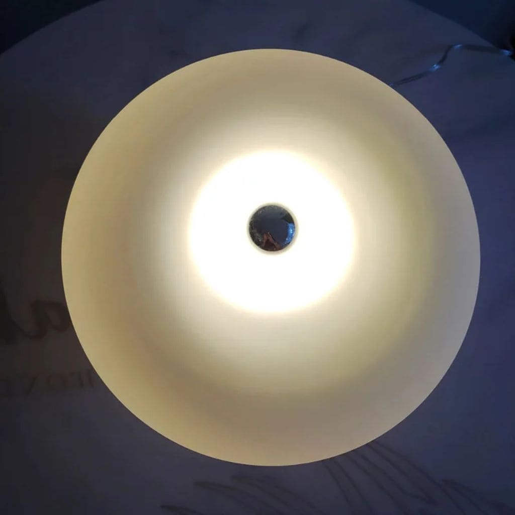 Lampe de Table en Cercle de Verre Blanc