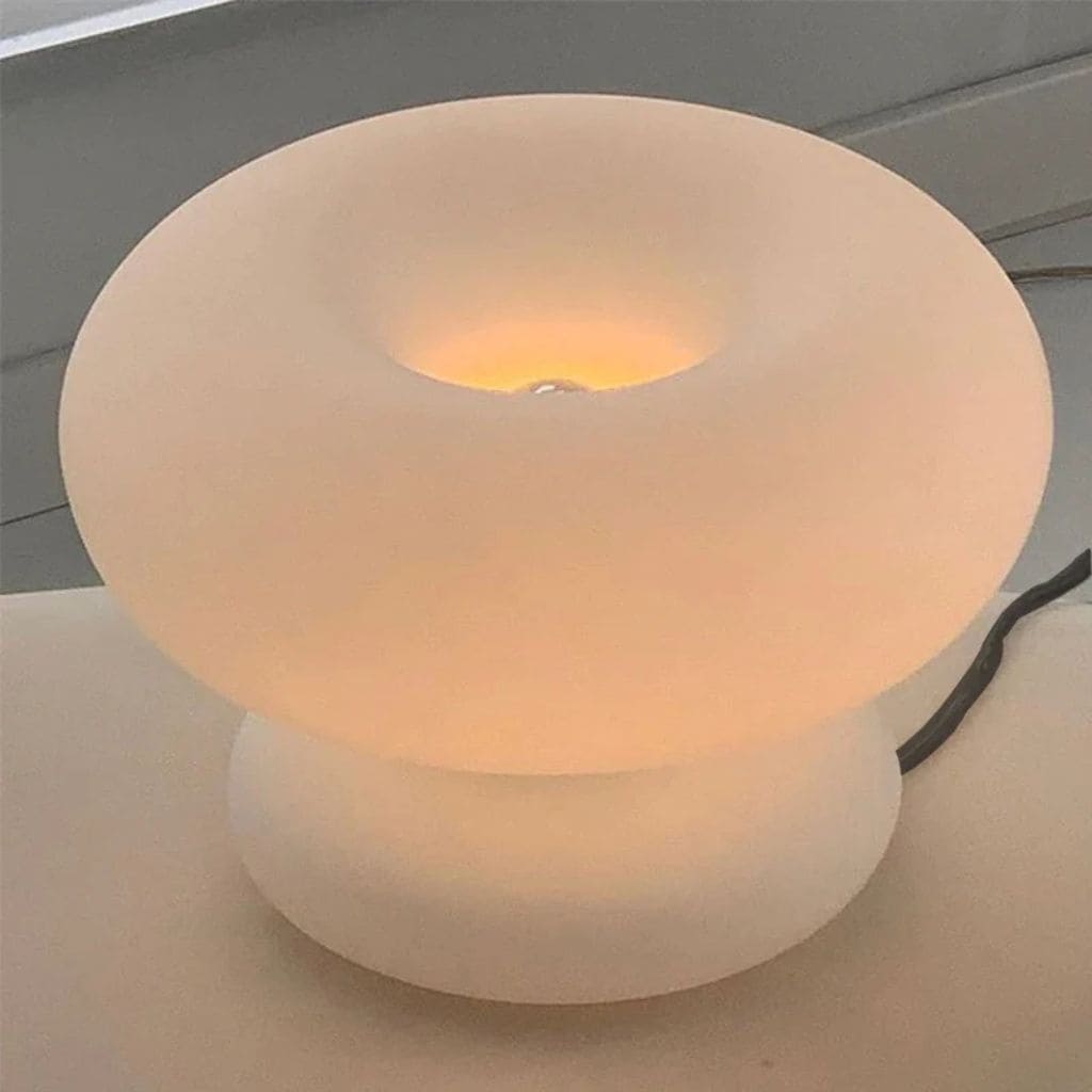 Lampe de Table en Cercle de Verre Blanc