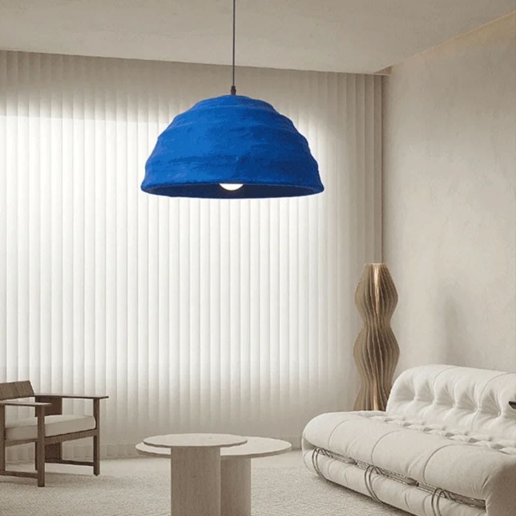 Luminaire Style Japonais Wabi Sabi en Bleu Klein