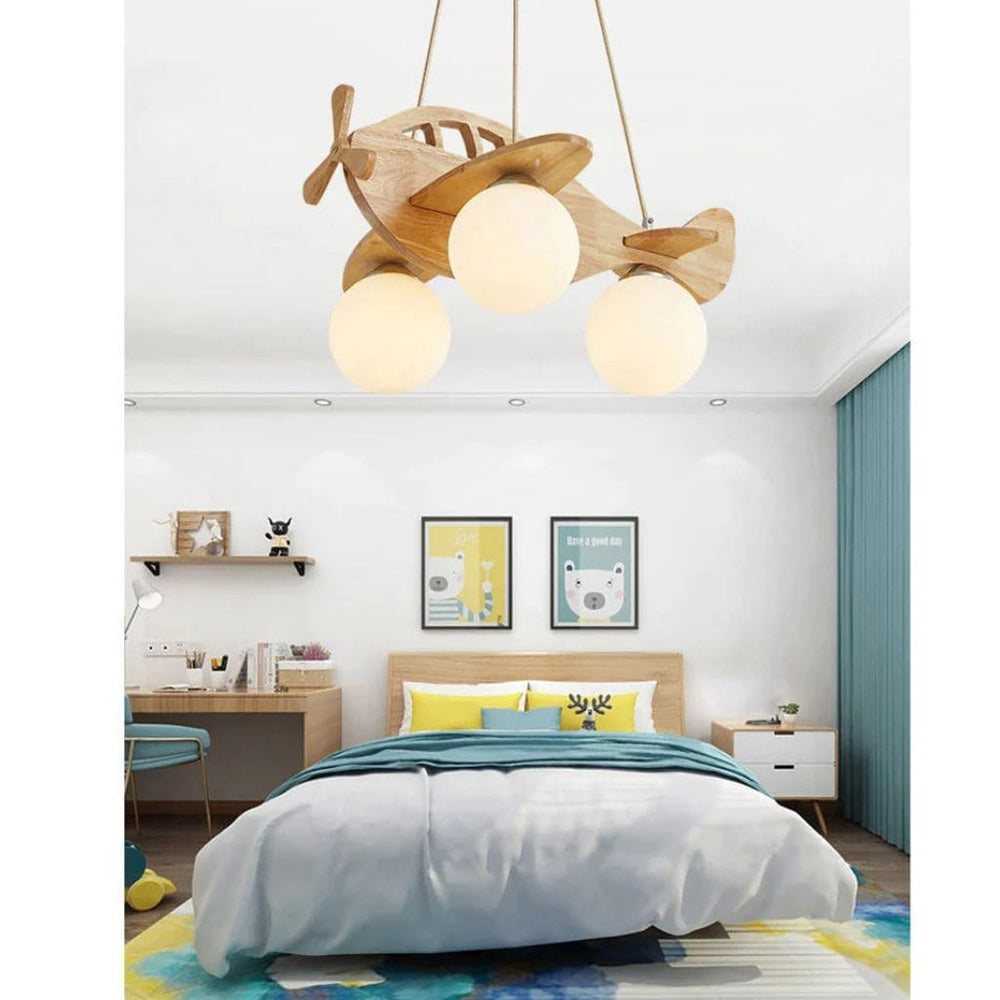 Lustre Avion en Bois pour Enfant