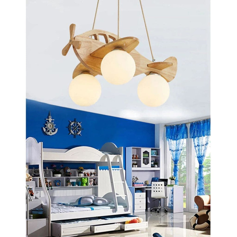 Lustre Avion en Bois pour Enfant