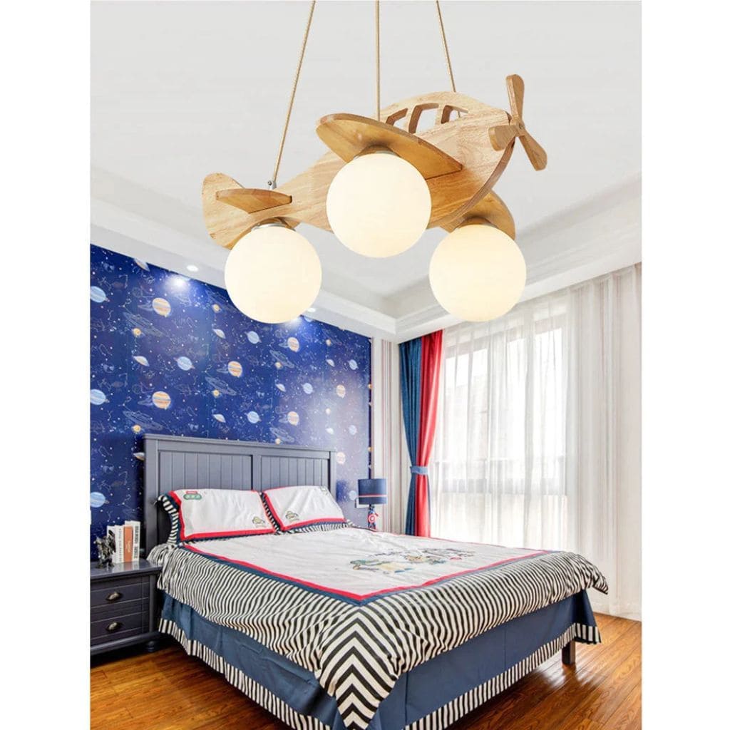 Lustre Avion en Bois pour Enfant