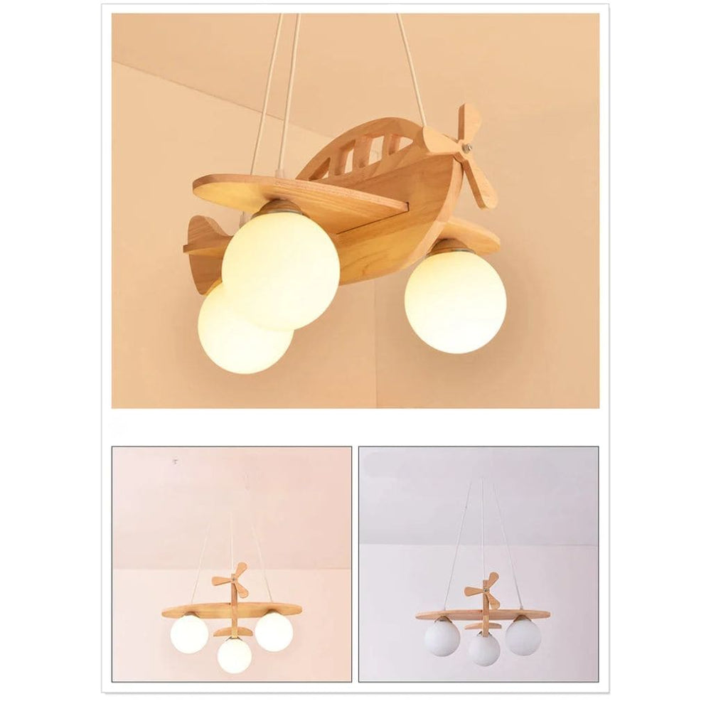 Lustre Avion en Bois pour Enfant