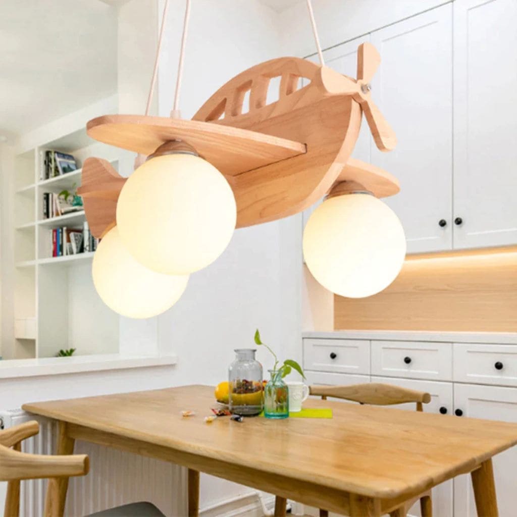 Lustre Avion en Bois pour Enfant