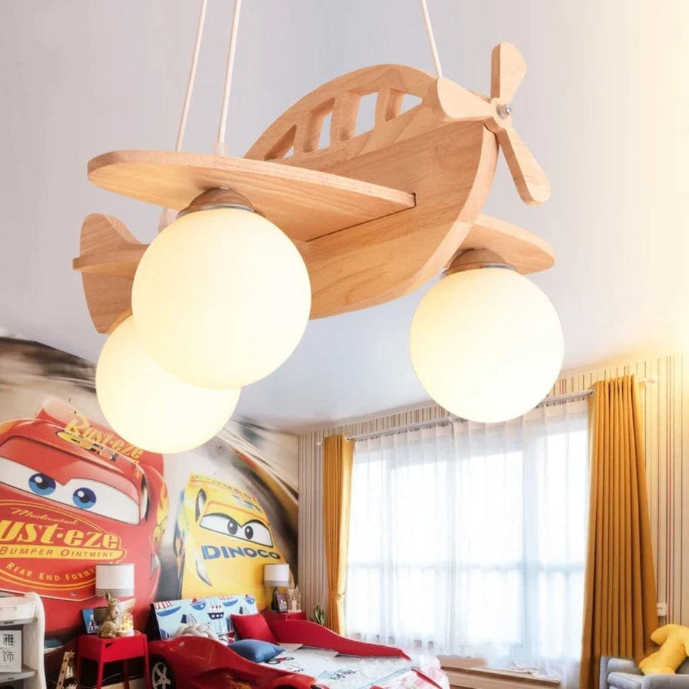 Lustre Avion en Bois pour Enfant