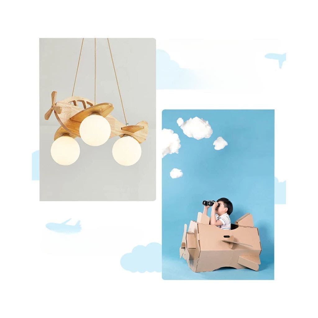 Lustre Avion en Bois pour Enfant