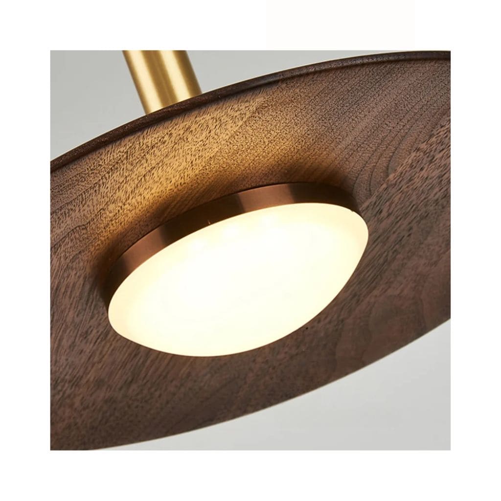 Lustre LED en Bois Massif de Noyer