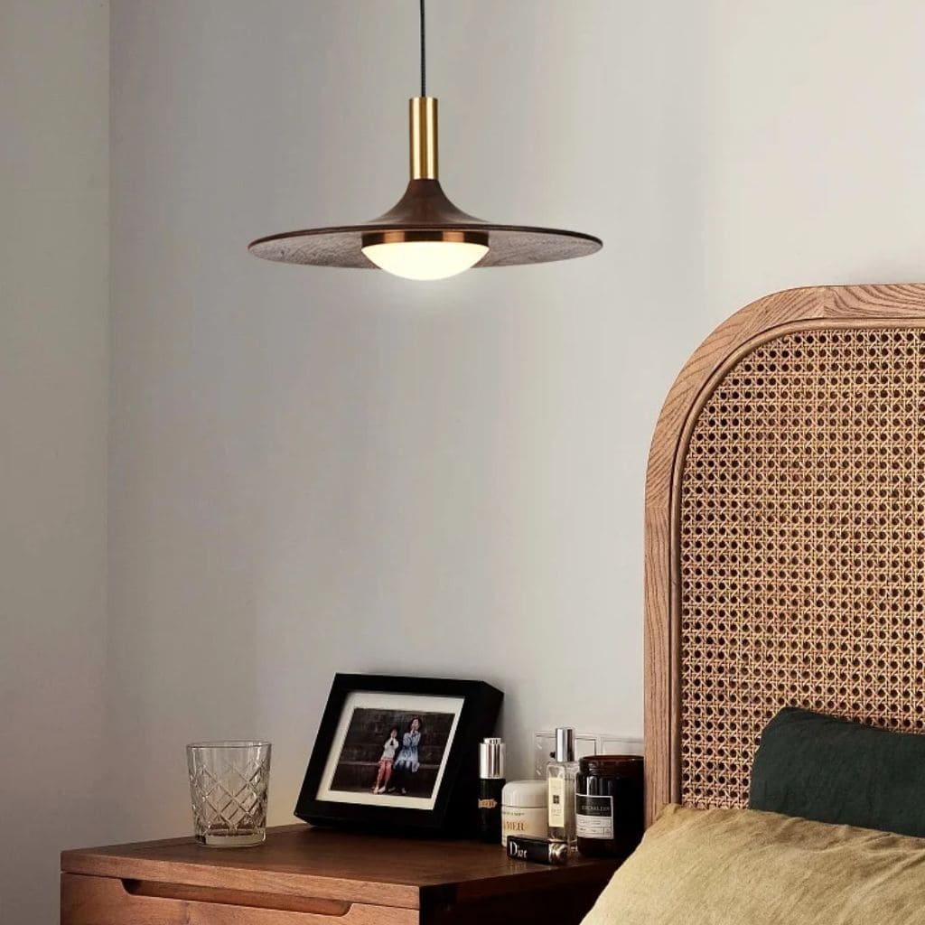 Lustre LED en Bois Massif de Noyer