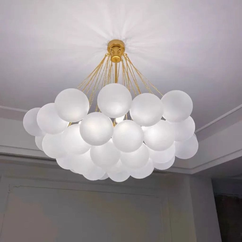 Lustre Suspendu en Boule de Verre Givré