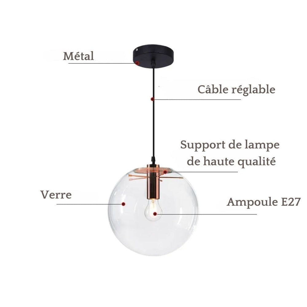 Lustre à Boule en Verre