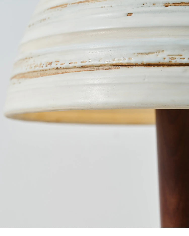 Lampe Japonaise en Bois Massif et Céramique