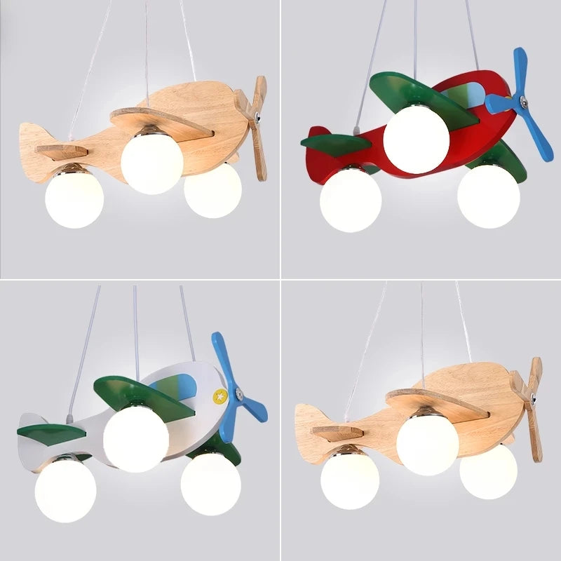 Lustre Avion en Bois pour Enfant