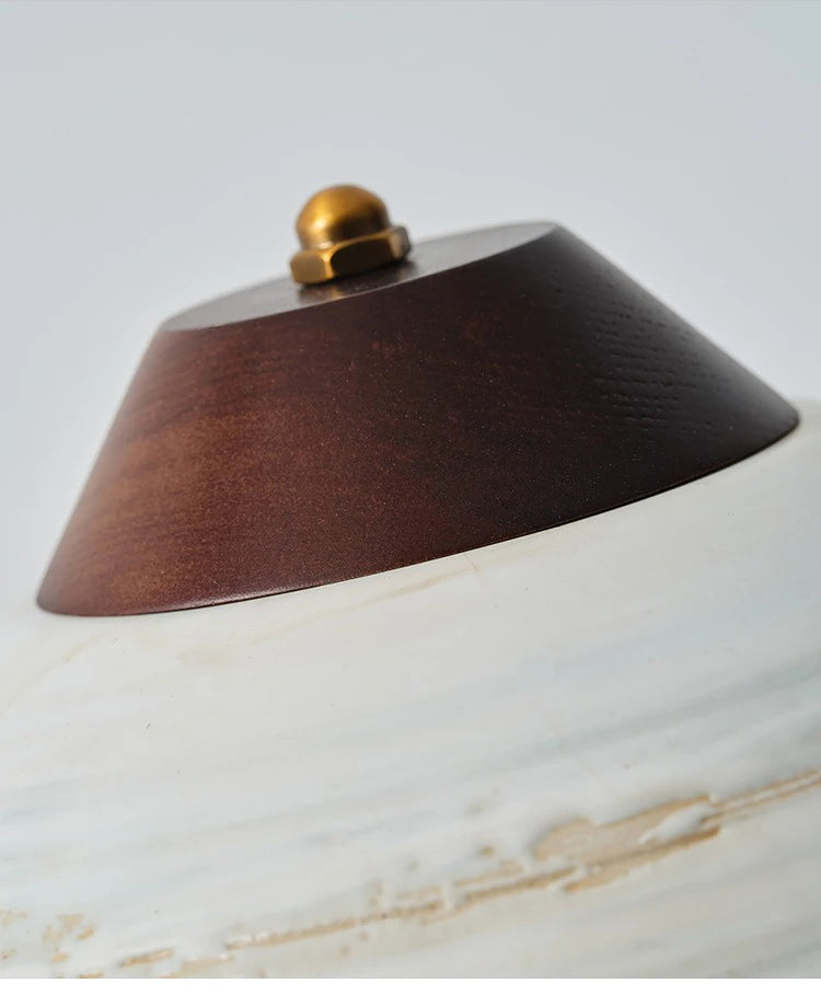 Lampe Japonaise en Bois Massif et Céramique