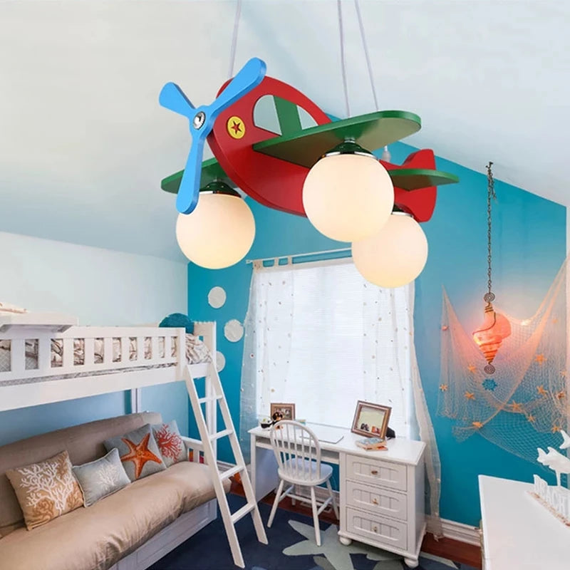 Lustre Avion en Bois pour Enfant